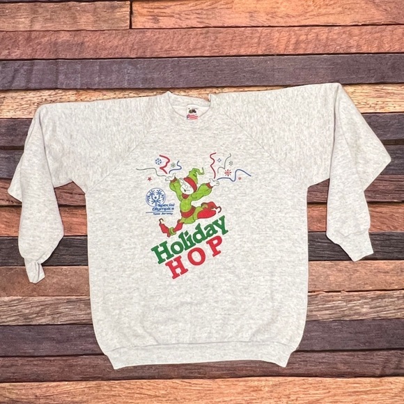 Vintage 80s Special Olympics New Jersey Christmas Crewneck 1980s Sweatshirt - Picture 1 of 3